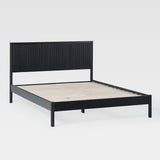 Contemporary Reeded Headboard Solid Wood Queen Bed Black ORLB5CBL Walker Edison