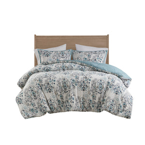 JLA Home Madison Park - 3 Floral Cotton Comforter Set — Modern Farmhouse Botanical Print, OEKO-TEX, Hypoallergenic Fill, Machine Washable MP10-8368