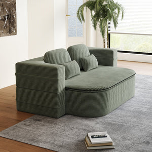 English Elm 75''2-In-1 Foldable Sofa Bed, Cozy Corduroy Lounge Chair With Blanket & Pillows For Versatile Relaxation W834P317048