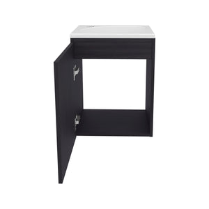 English Elm Bathroom Sleek Single-Door Vanity with Integrated Sink — Modern Minimalist Engineered Wood Storage, Durable & Eco-Friendly Black 24.4 L x 20.4 W x 11.02 H B097P296813