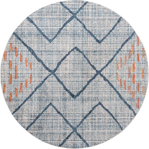 Unique Loom Aramis Kavi Machine Made Tribal Rug Blue, Ivory/Terracotta/Light Blue 7' 1" x 7' 1"