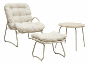 English Elm 3-piece Woven Rope Outdoor Lounge Set with Ergonomic Chair Ottoman and Side Table W3990P462704
