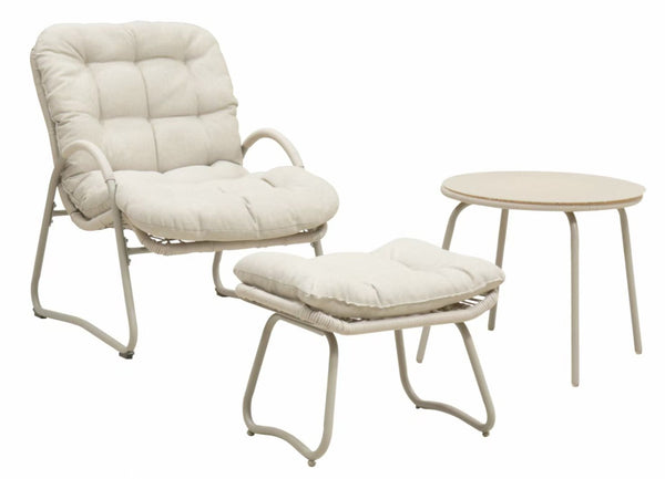 English Elm 3-piece Woven Rope Outdoor Lounge Set with Ergonomic Chair Ottoman and Side Table W3990P462704