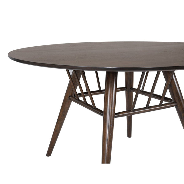 English Elm Shirley Sap Walnut Veneer Round Dining Table Seats Four with Tapered Legs B062S01491