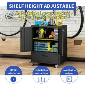English Elm Tool Cabinet on Wheels Heavy Duty Steel Garage Workshop Organizer with Locking Casters T2398P407327