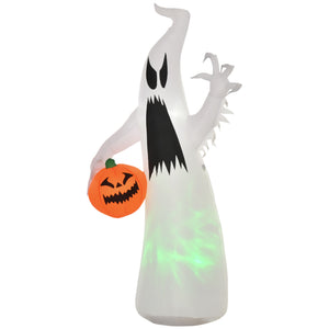 English Elm Homcom 5.9' Inflatable Halloween Ghost With Pumpkin – Led Lawn Decor For Parties & Outdoor Fun! W2225P229418