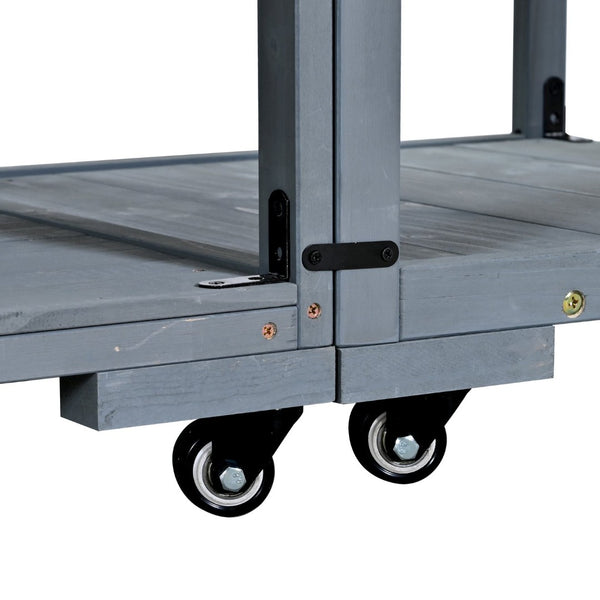 English Elm Topmax Modular Fir Wood Outdoor Kitchen Cart Stainless Steel Prep Station Gray N717P417963E