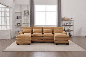 English Elm United U-Shaped Cloud Couch - 110" Chenille Sectional Sofa With Memory Foam & Double Chaise Comfort W1568S00213-GIGA