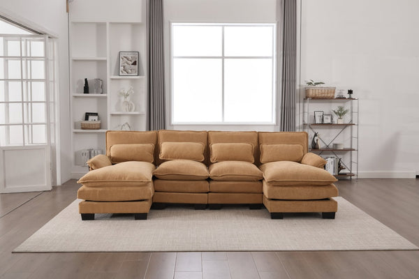 English Elm United U-Shaped Cloud Couch - 110" Chenille Sectional Sofa With Memory Foam & Double Chaise Comfort W1568S00213-GIGA