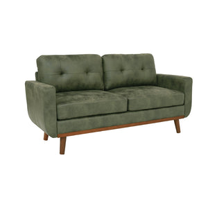English Elm 65-inch Two Seat Sofa Breathable Foil Fabric Diamond Quilted Back Solid Wood Legs Olive Green W5568P478817