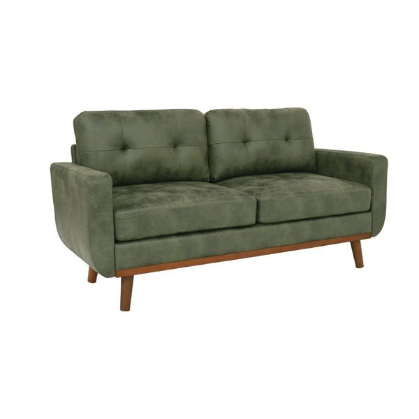 English Elm 65-inch Two Seat Sofa Breathable Foil Fabric Diamond Quilted Back Solid Wood Legs Olive Green W5568P478817