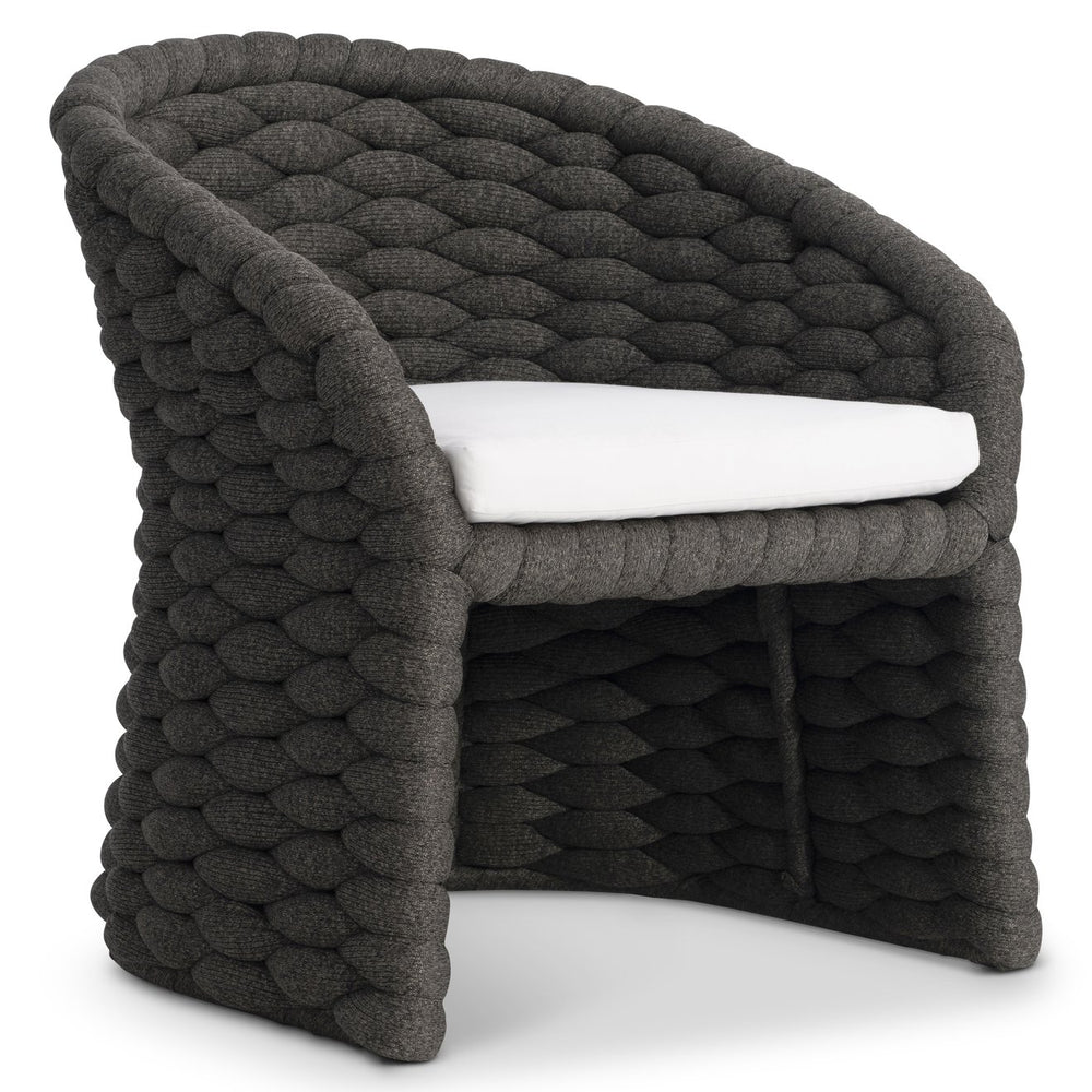 Bernhardt Bernhardt Salinas Arm Chair — Curvaceous Aluminum Outdoor Lounge With Sock-Knit Weave & Plush Pillow Comfort X10549