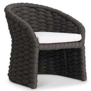 Bernhardt Bernhardt Salinas Arm Chair — Curvaceous Aluminum Outdoor Lounge With Sock-Knit Weave & Plush Pillow Comfort X10549