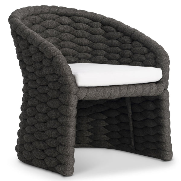 Bernhardt Bernhardt Salinas Arm Chair — Curvaceous Aluminum Outdoor Lounge With Sock-Knit Weave & Plush Pillow Comfort X10549