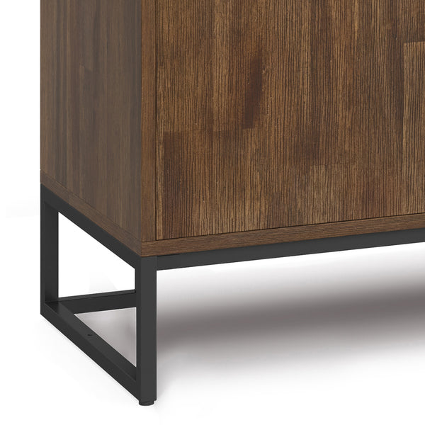English Elm Milverton Solid Acacia Sideboard Buffet with Matte Black Metal Frame, Rustic Aged Brown Finish, Spacious Storage B136P158944