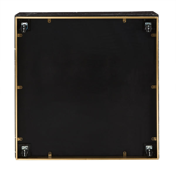 Homelegance By Top-Line Blaise Faux Marble Coffee Table with Casters Black Marble