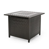 Christopher Knight Home® - Noble House - Amherst Outdoor Square Aluminum Fire Pit, Hammered Bronze