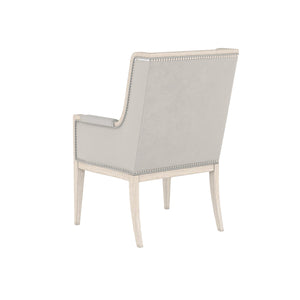 A.R.T. Furniture Passport Host Chair - Contemporary Design With Blanche Finish & Nailhead Trimmed Upholstery Light Brown, Gray Materials, Quartered Ash Veneers  And Ash Solids 301200-2349