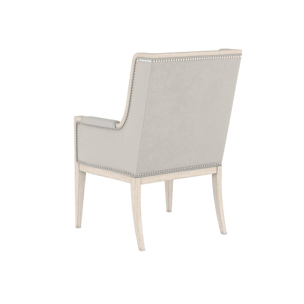 A.R.T. Furniture Passport Host Chair - Contemporary Design With Blanche Finish & Nailhead Trimmed Upholstery Light Brown, Gray Materials, Quartered Ash Veneers  And Ash Solids 301200-2349