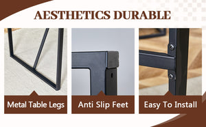 English Elm Table Modern Black Marble Dining Set With 4 Light Gray Linen Chairs - Stylish, Compact Design! W1151S02703-GIGA