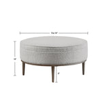 Madison Park Harriet Transitional Upholstered Round Cocktail Ottoman with Metal Base 34" Dia MP101-1214 Grey