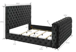 English Elm Luxurious King Size Bed Set With Velvet Upholstery, Tv Lift Footboard & Elegant Nightstands - 3Pc B2741S00125