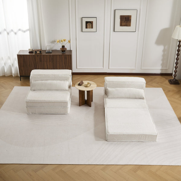 English Elm Compression Modular Floor Sofa Bed - Versatile Diy 2-Seater With Soft Fleece, No Assembly Required! W3723S00047