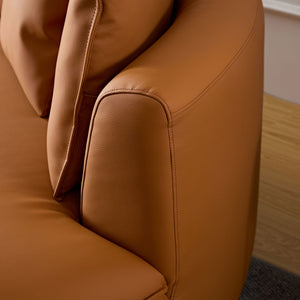 English Elm Modern Curved Sectional Sofa For Living Room - 5-Seat Eco-Leather Couch In Vibrant Orange Design W2582S00077