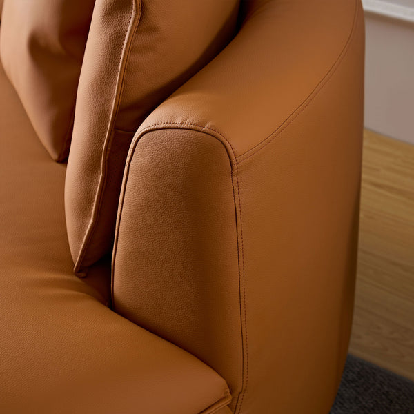 English Elm Modern Curved Sectional Sofa For Living Room - 5-Seat Eco-Leather Couch In Vibrant Orange Design W2582S00077