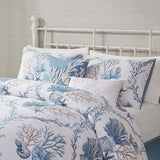 Harbor House Pismo Beach Coastal 6 Piece Oversized Cotton Comforter Set with Throw Pillows HH10-1840 Blue/White