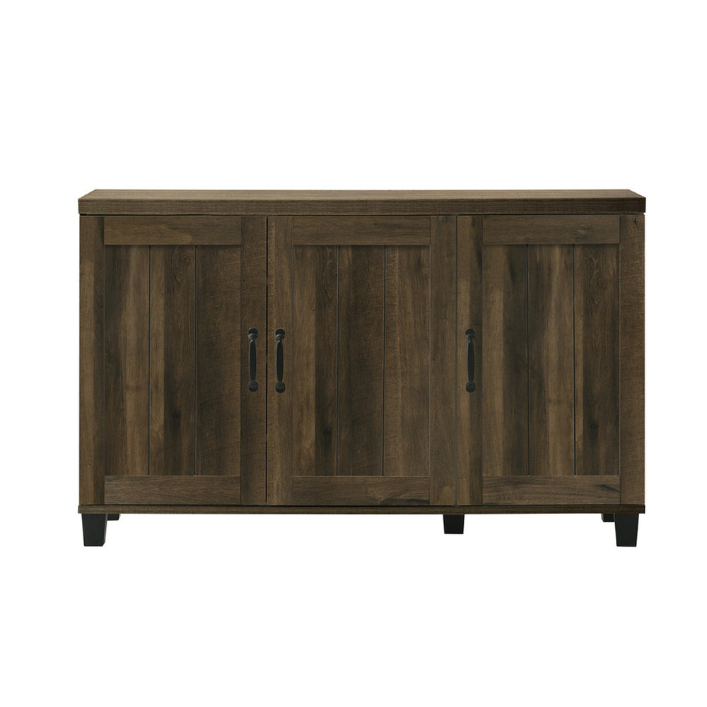 English Elm 45"W Dark Dusty Oak Finish 3-Door Shoe Cabinet with 6 Adjustable Shelves, Single & Double Doors for Versatile, Stylish Storage (Durable) B016P408688