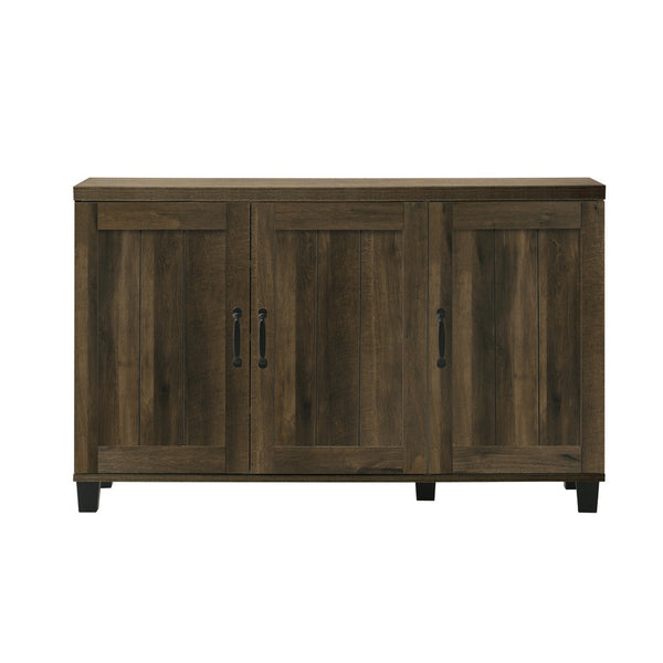 English Elm 45"W Dark Dusty Oak Finish 3-Door Shoe Cabinet with 6 Adjustable Shelves, Single & Double Doors for Versatile, Stylish Storage (Durable) B016P408688