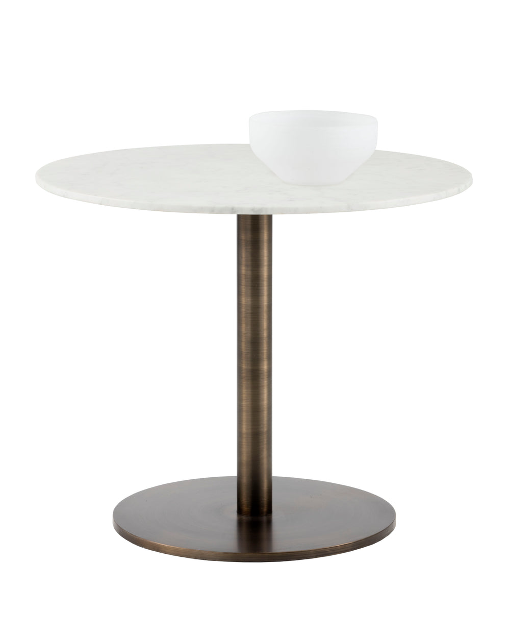 Sunpan Enco Bistro Table - Elegant Art Deco Design with Solid Carrara Marble Top and Antique Gold Base Round - 35W x 35D x 30H