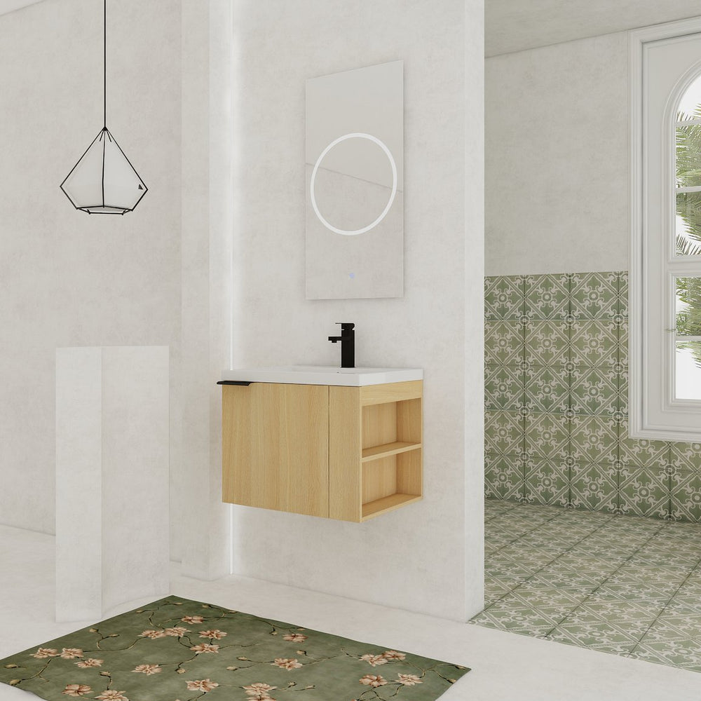 English Elm 24" Bathroom Vanity Sink Combo - Modern Oak Cabinet Set With Ample Storage & Soft-Close Doors W1972P204941