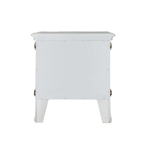 English Elm 2 Drawer Nightstand High Gloss Finish with Gold Accents, Modern Chic Storage for Bedroom Elegance Antique Cream B016P257256