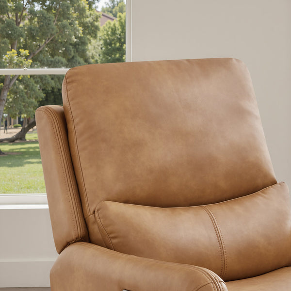 English Elm Jennifer Taylor Home - Dublin 30" Swivel Power Recliner Arm Chair in Saddle Faux Leather with 360° Base and Plush Foam Support Brown B2719P328580