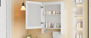 English Elm 3-in-1 Wall Medicine Cabinet with Soft Close Mirror Door Towel Bar and Adjustable Shelf N710P388096K