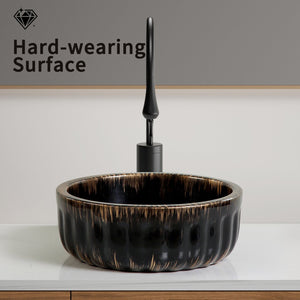 English Elm 15"x15" Ceramic Vessel Sink Gold Rim Gloss White Basin for Modern Bathroom Vanity W3402P435611