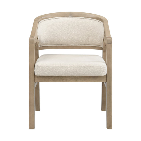 English Elm Christopher Knight Home® - Wooden Modern Dining Chair with Ergonomic Curved Back and Bouclé Upholstery, Solid Rubberwood Craftsmanship Beige,Natural N771P346814A