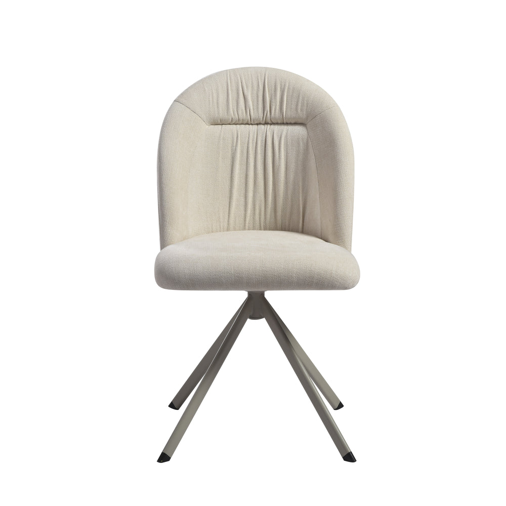 English Elm Hallie Swivel Upholstered Dining Chair Set Cream Fabric Ergonomic Curved Back for Two B2736P464807