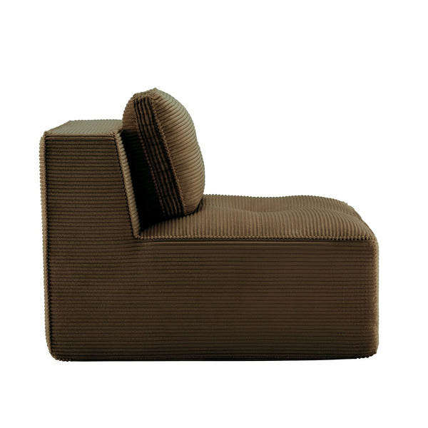 English Elm Armless Modular Sofa Seat Corduroy Upholstered Deep Cushion Living Room Lounge Chair Brown W714P364708