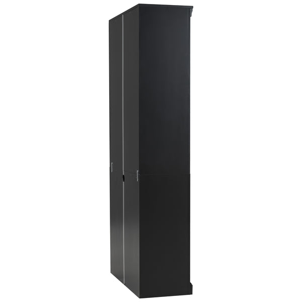 English Elm 83.4" Tall Wood Bookcase with LED Light Strip, 5-Tier Adjustable Shelves, Cable Hole, Modern Black Storage Organizer N751S246934B