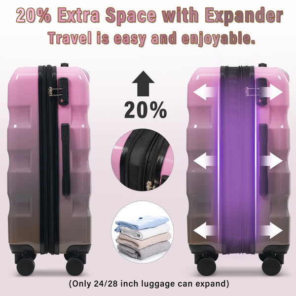 English Elm Luggage Set 3 Piece Hardshell Pc+abs Spinner Suitcases with Tsa Lock Expandable Gray,Pink N730P264591P