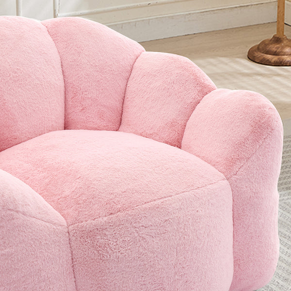 English Elm Lotus memory foam bean bag sofa with pull ring — anti-fouling faux fur, non-slip base, cozy support Pink W2311P357140