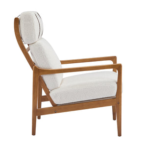 English Elm Christopher Knight Home® - Mid Century Modern Accent Armchair – Ergonomic High Back Lounge Chair With Beige Boucle Cushion Comfort N767P298391I