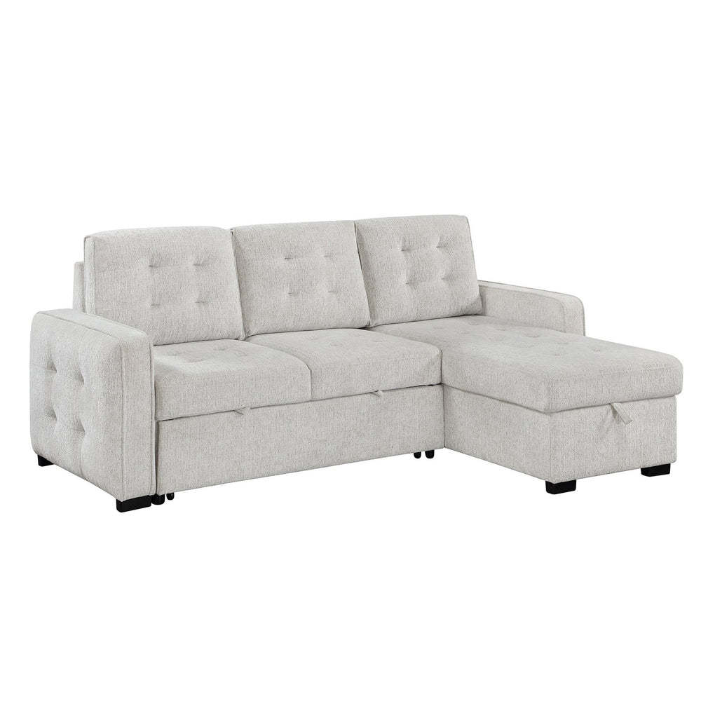 English Elm Gustavo Chalk Upholstered Sleeper Sectional with Storage Chaise and Usb Ports B201S00461