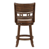 English Elm Jaysen Brown and Beige Counter Stool With Flared Legs