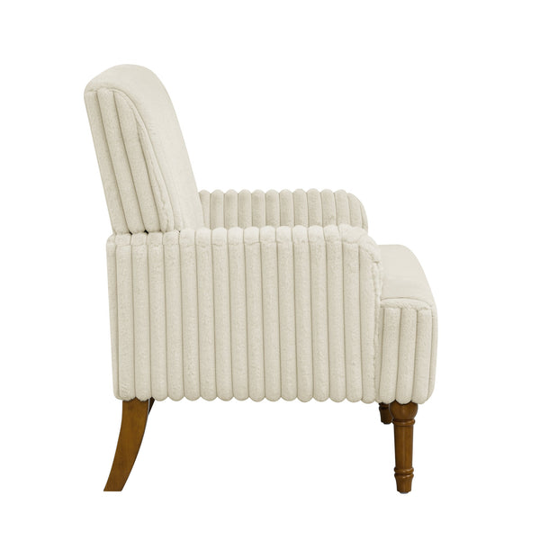 English Elm Modern Wide Wale Corduroy Accent Chair Solid Wood Legs Upholstered Living Room Seat Beige W5568P445690