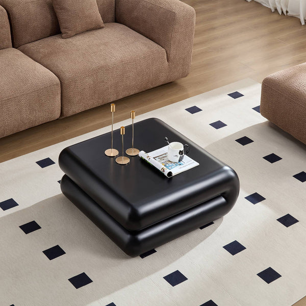 English Elm New Sculptural Fiberglass Coffee Table Low Profile Square Geometric Living Room Accent Black W2085P374161