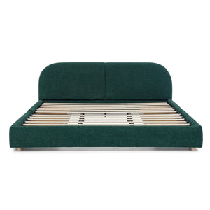 English Elm King Upholstered Storage Bed Curved Headboard Circle Yarn Fabric Modern Minimalist Frame Green W487S00471